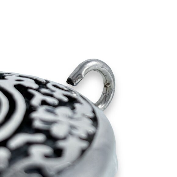 Sterling Silver 925 Oxidized 32.4 gram Floral Motif Chinese Character Pendant - Picture 3 of 4